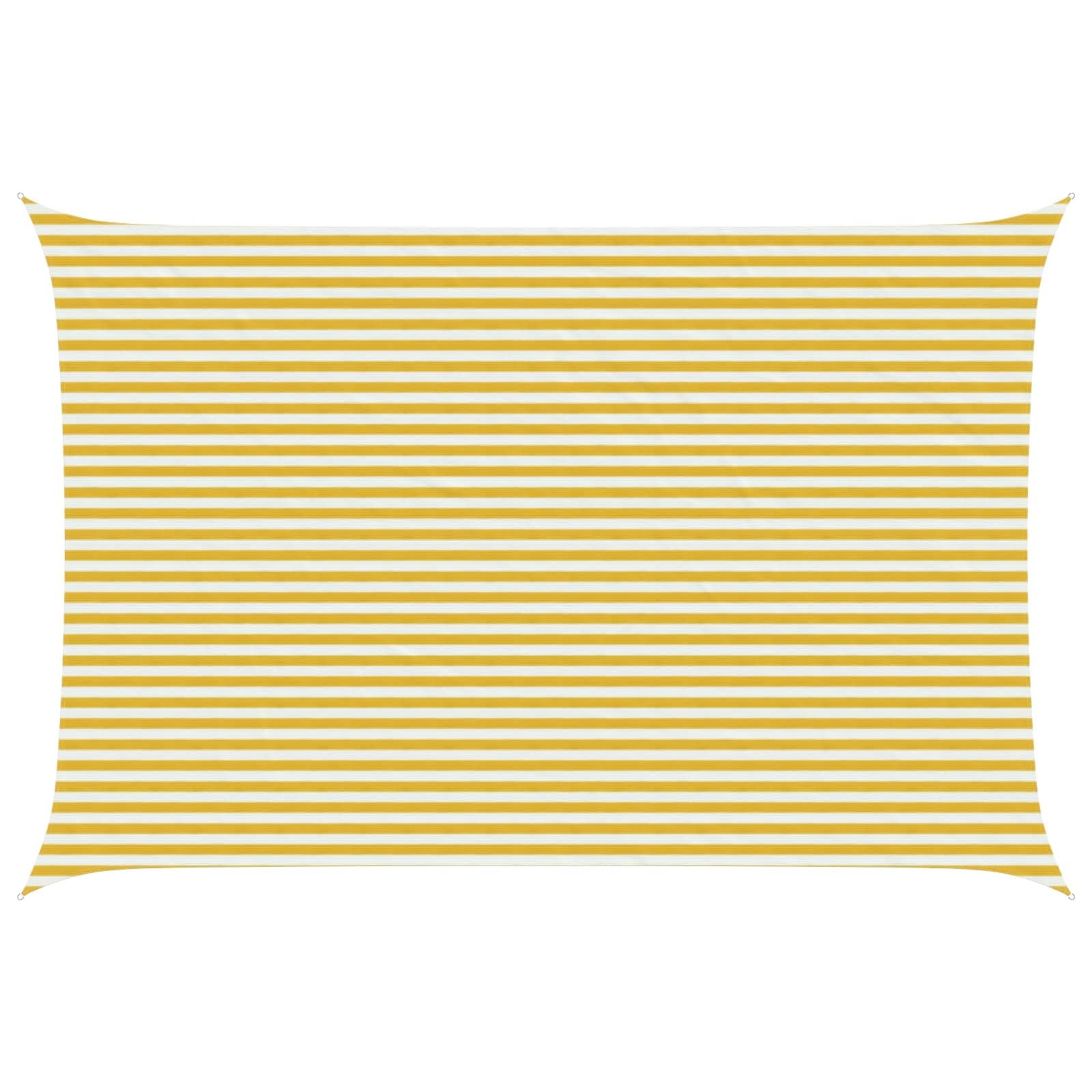 vidaXL Sunshade Sail Yellow and White 4 x 7 m HDPE, Garden and Terrace, Modern Sunshade Sail, Outdoor Shades, UV Blocking Cover, Wind Permeable Canopy for Balconies, Awning Solutions