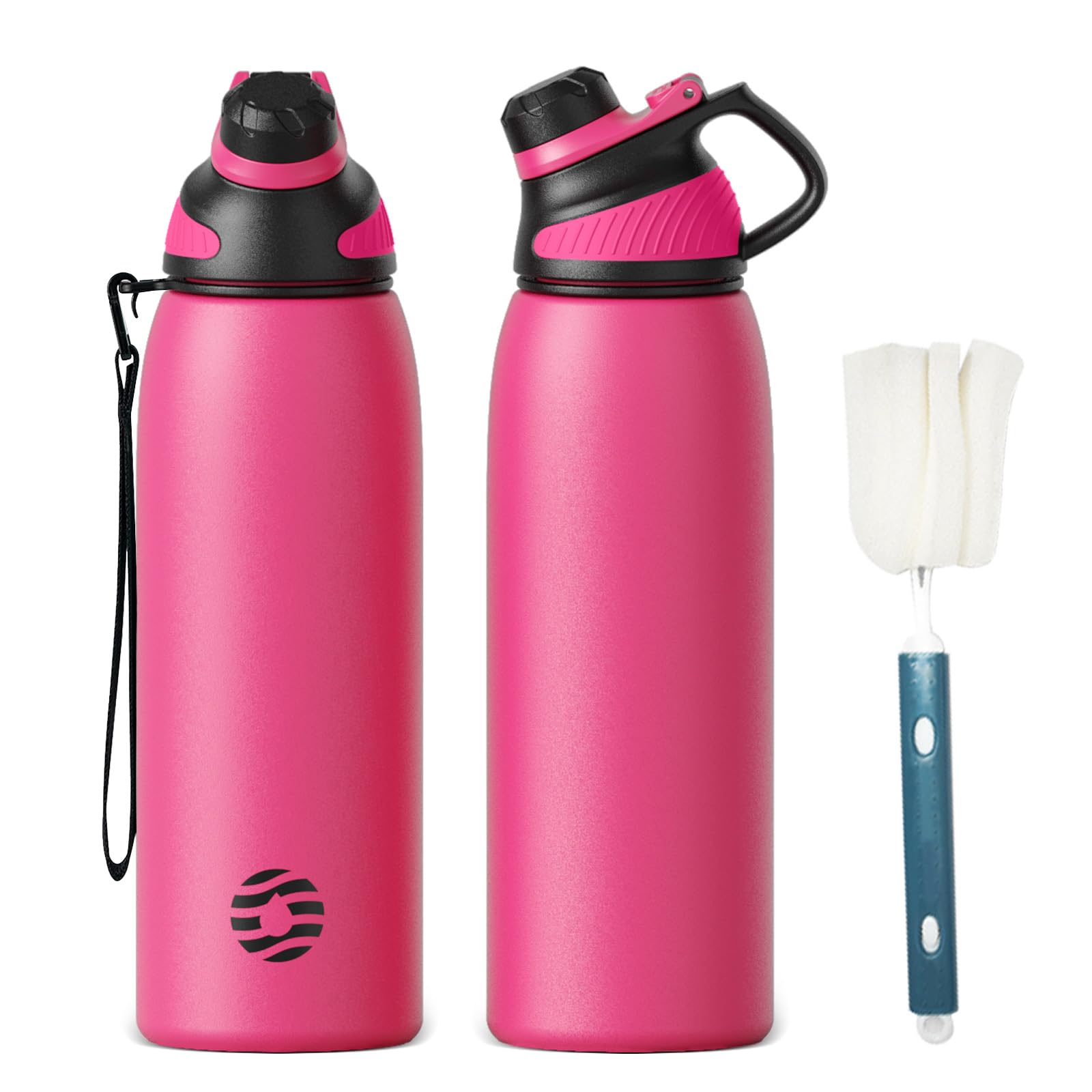 FJbottle 32oz Stainless Steel Insulated Water Bottle No Straw Spout Lid