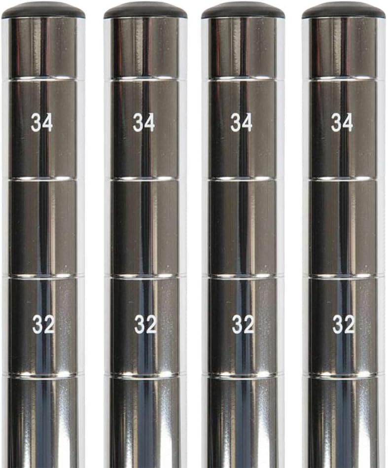54" Chrome NSF Shelving Posts (Pack of 4) - Poles Height: 8"-96" - Stationary or Mobile Wire Rack Posts for Storage Shelving, Heavy Duty Pole, Replacement Poles for Shelves (1")