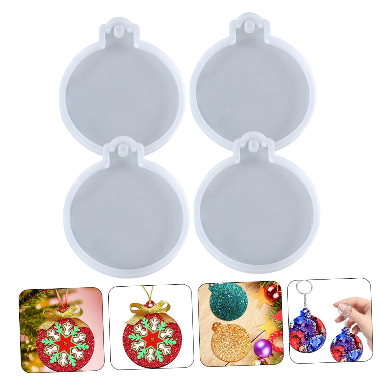 NUOBESTY 3 Set Stampi Silicone Rotondi Flessibili Per Creazioni Fai Da Te Riutilizzabili E Resistenti Per Targhette Natalizie E Portachiavi Decorativi 4 Pezzi*3