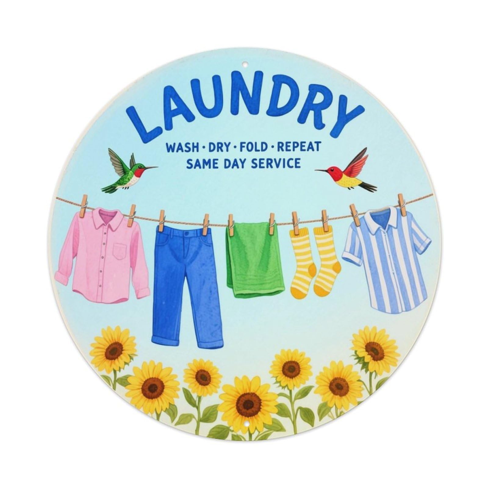 Laundry Wash Dry Fold Repeat Tin Sign Metal Poster Vintage Metal Signs for Home Man Cave Bar Cafe Kitchen laundry room Wall Decorations Gift 8x8Inch