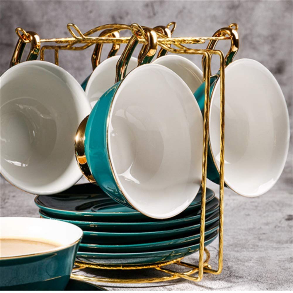 XINGYU Zestawy do herbaty w stylu europejskim glazurowana porcelana serwis do kawy i herbaty z 6 częściami filiżanek i 6 spodkami popopołudniową herbatą naczynie do picia zestaw do kawy do domu