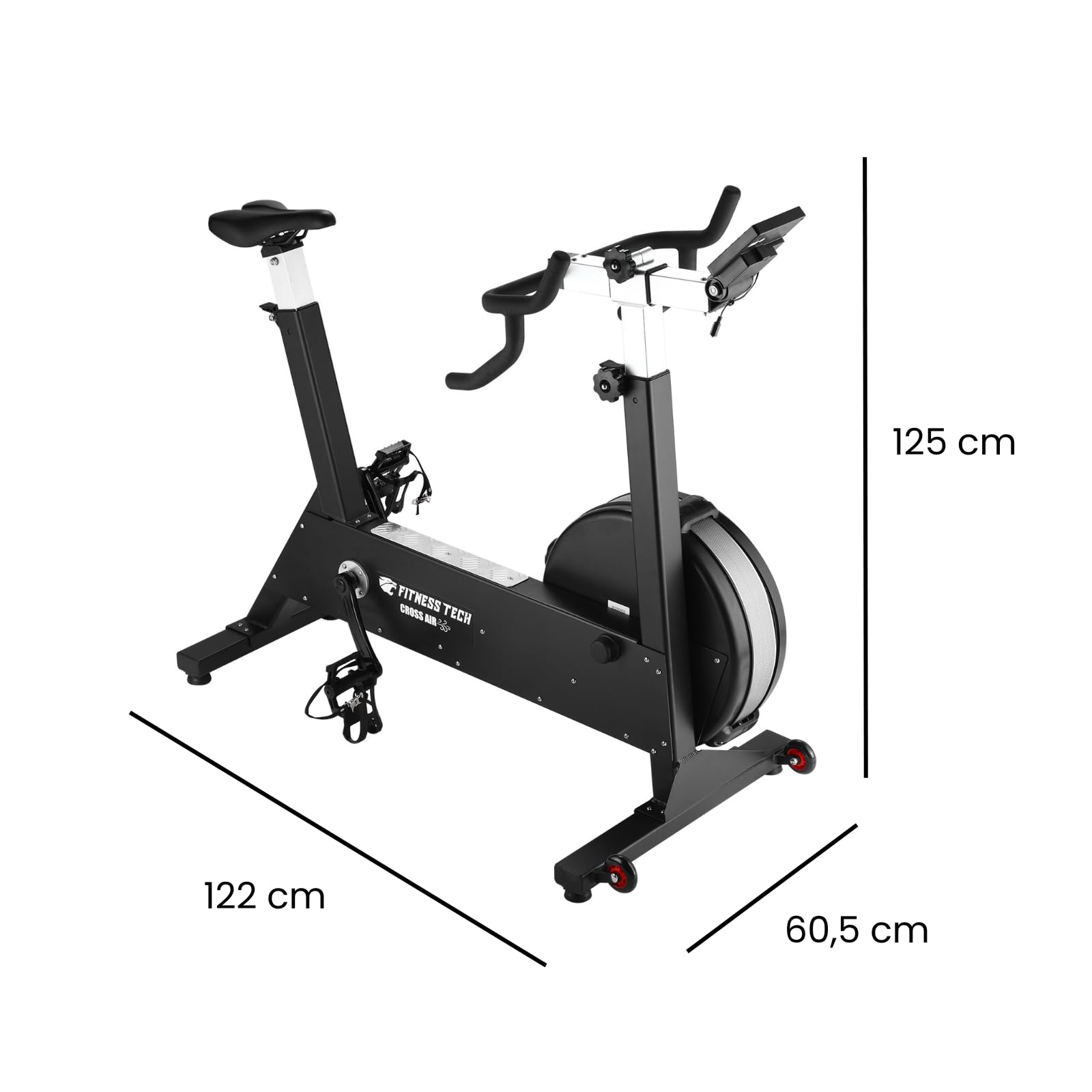 Air Bike Cross Trainer con Resistenza ad Aria e 10 Livelli | Assault Bike Home Gym con Display Bluetooth, Cardio Total Body fino a 300 kg