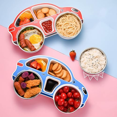 Miniatura 9 de UPKOCH Juego de vajilla dividida con utensilios, juego de vajilla para automóvil, kit de alimentación, platos de dinosaurio, juego de platos y