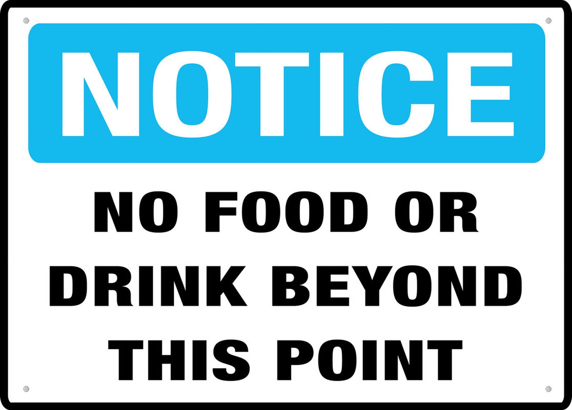 peiyeety Notice No Food Or Drink Beyond This Point Sign - 8"x12" Rust Free Aluminum, Outdoor/Indoor For Home/Business/Yard