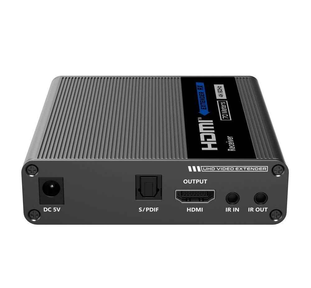 PremiumCord Extender HDMI 4K su 70m Tramite Cavo Patch Cat6 / Cat6A / Cat7, trasmettitore e Ricevitore IR, HDMI 2.0, Arc, risoluzione Video Ultra HD 4K @ 60Hz