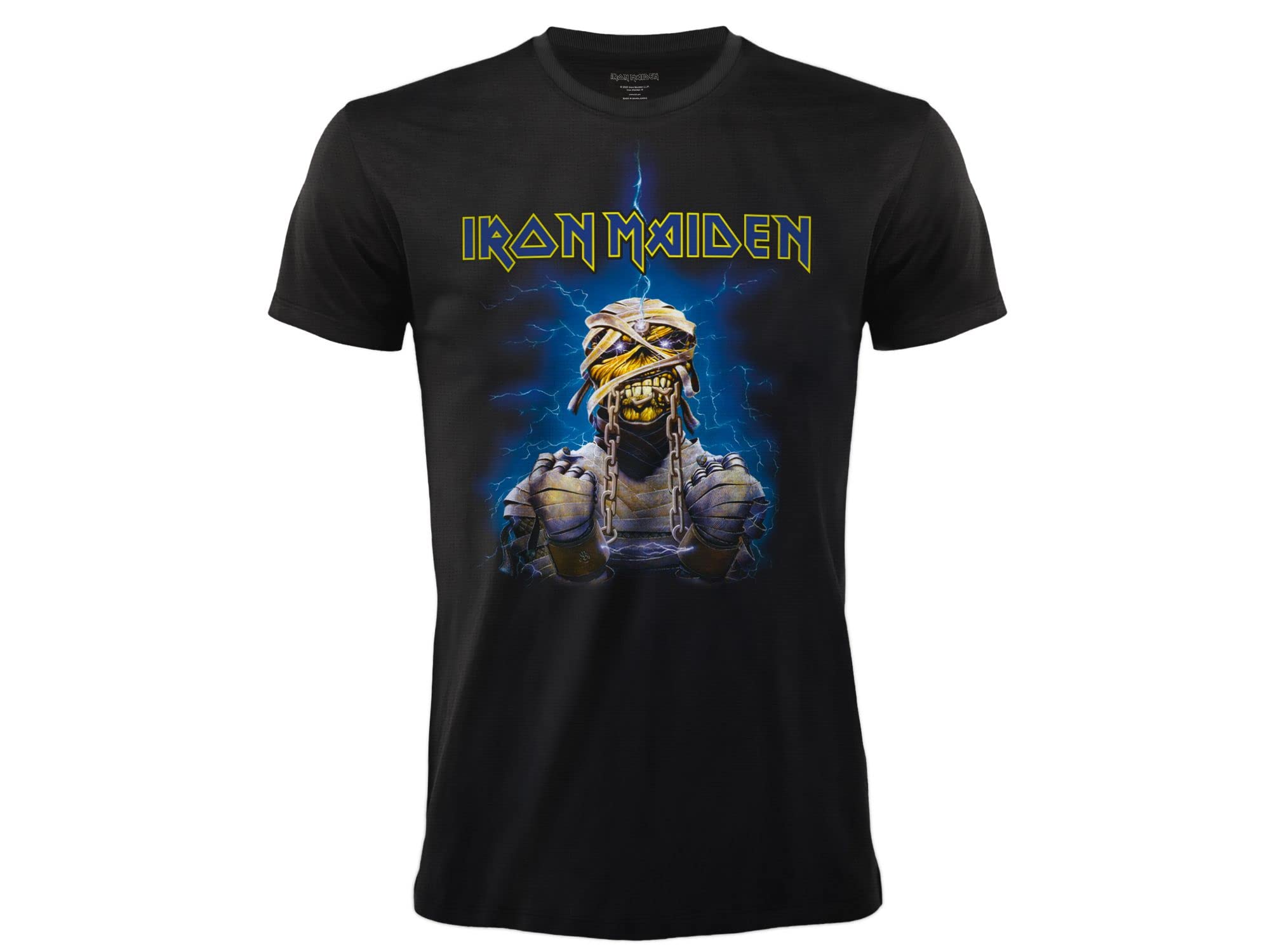 T-Shirt Iron Maiden Mummy Back. T-Shirt Rock Officiel Noir. Bande Heavy Metal. Coton Unisexe. Adulte Garçon.