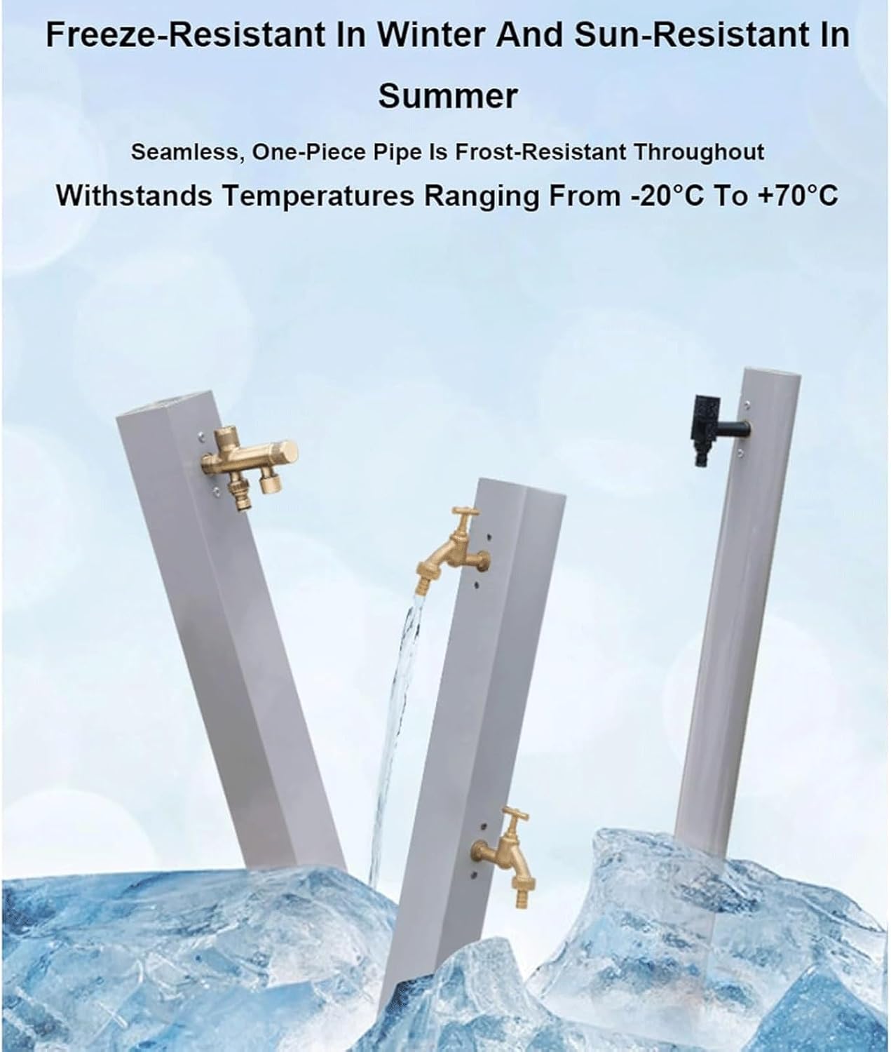 Stainless Steel Garden Water Column Tap - 31.5" Double Outlet Hydrant Faucet, Outdoor Floor Mount Square Water Post for Efficient Irrigation and Watering