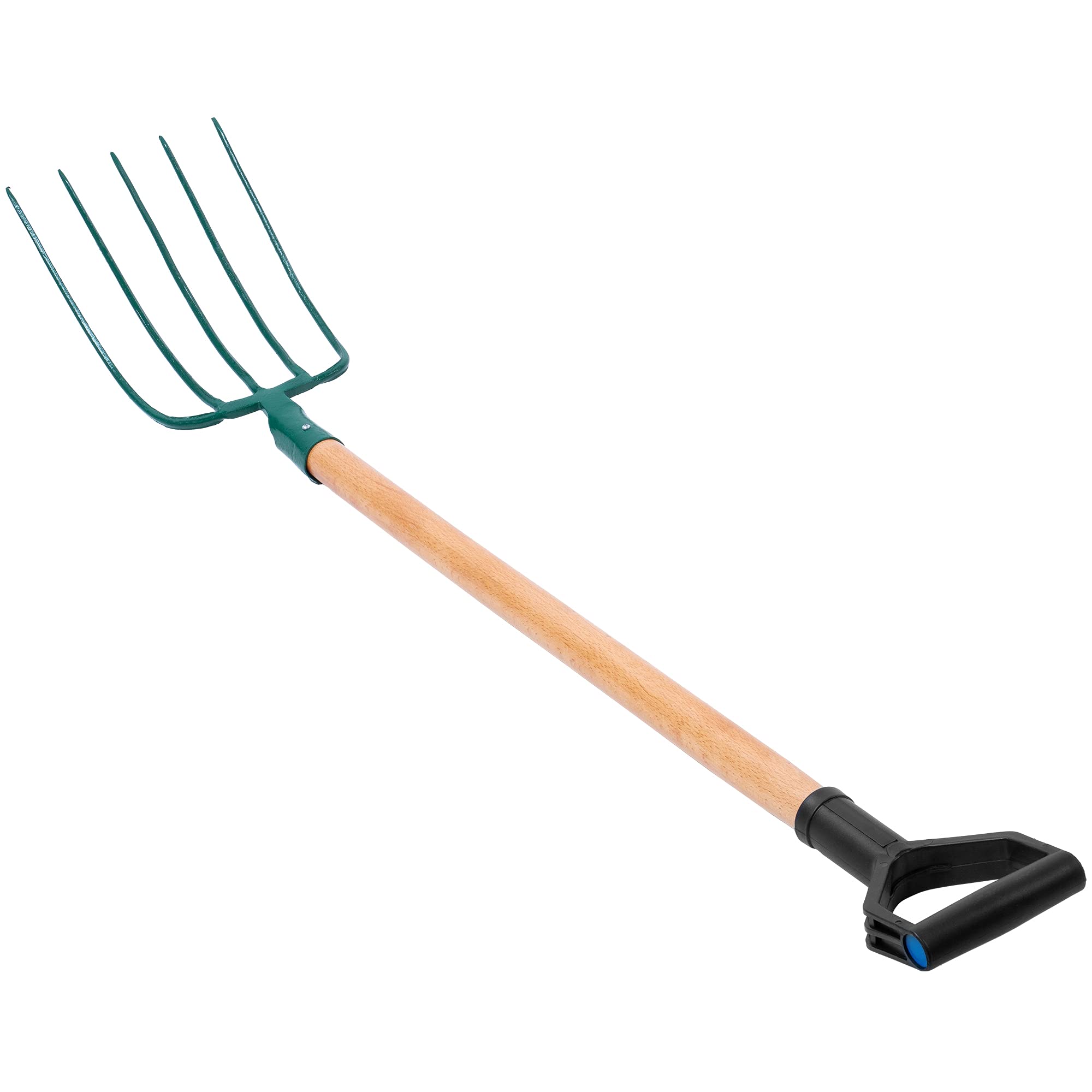 KADAX Forca da Giardino in Acciaio Resistente per Coltivazione e Lavori Agricoli, Forcone per Fieno con Manico Ergonomico in Legno (5 Denti)