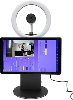 All in One Live Broadcast Machine for Android 11.0, 15.6 Inch Large Screen Desktop Live Streaming Equipment with WiFi and BT 5.0, Phone Screen Casting, 4 Camera Screens (US Plug)