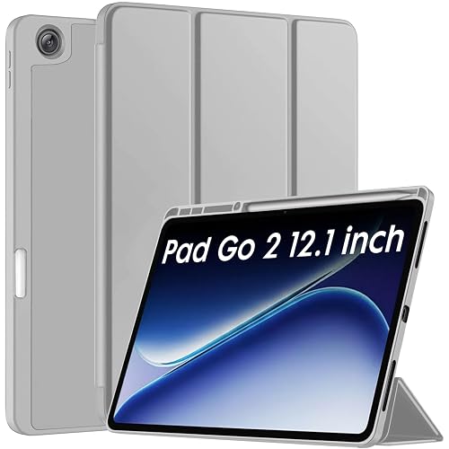 Robustrion Cover for OnePlus Pad Go 2 12.1 inch Cover Case with Pencil Holder, Trifold Cover Case for OnePlus Pad Go 2 Tablet Cover [Auto Sleep Wake Support] - Grey