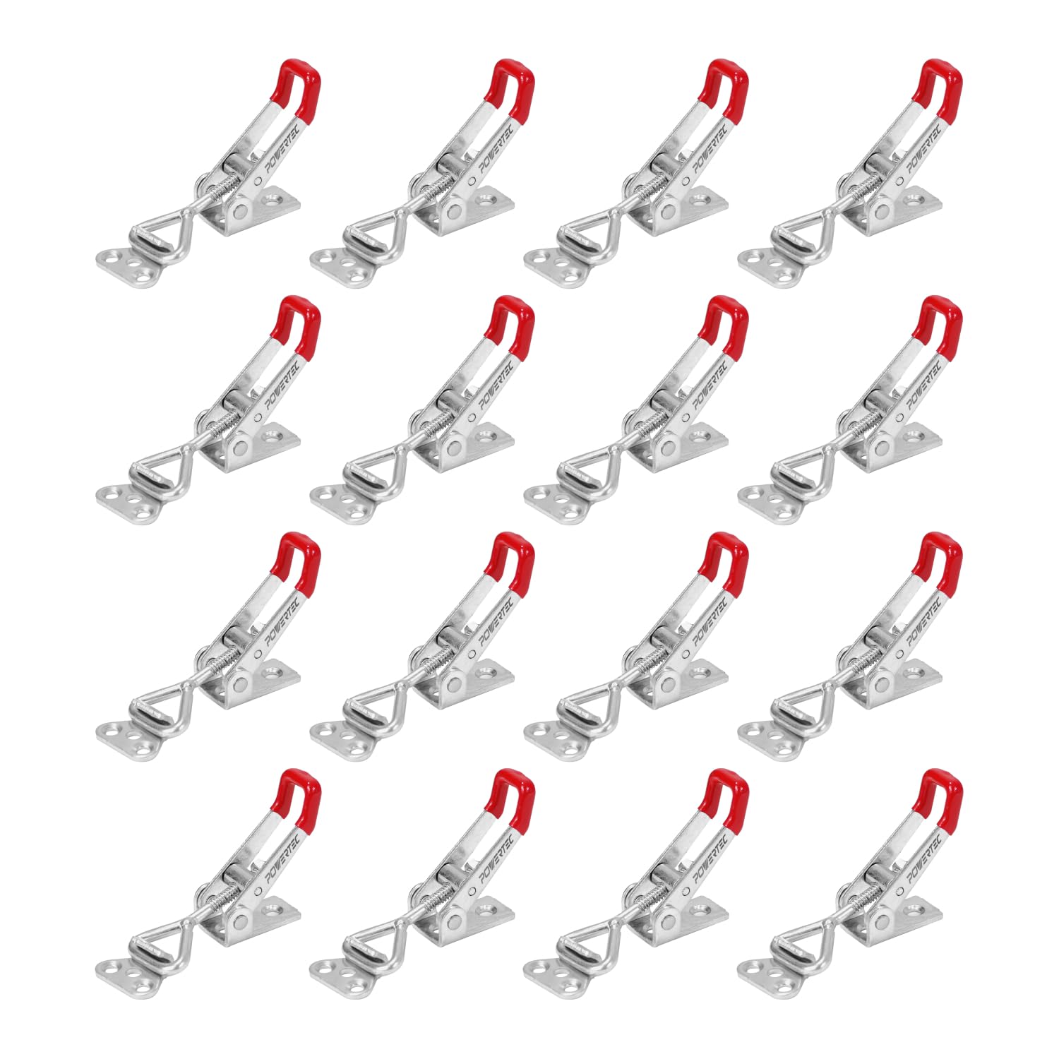 POWERTEC 16PK Toggle Clamp, 220 lbs Holding Capacity, 4001 Adjustable Pull Action Latch for Smoker, Tool Box, Woodworking Jigs and Fixtures, Cabinet, Tool box, Door (20332-P2)