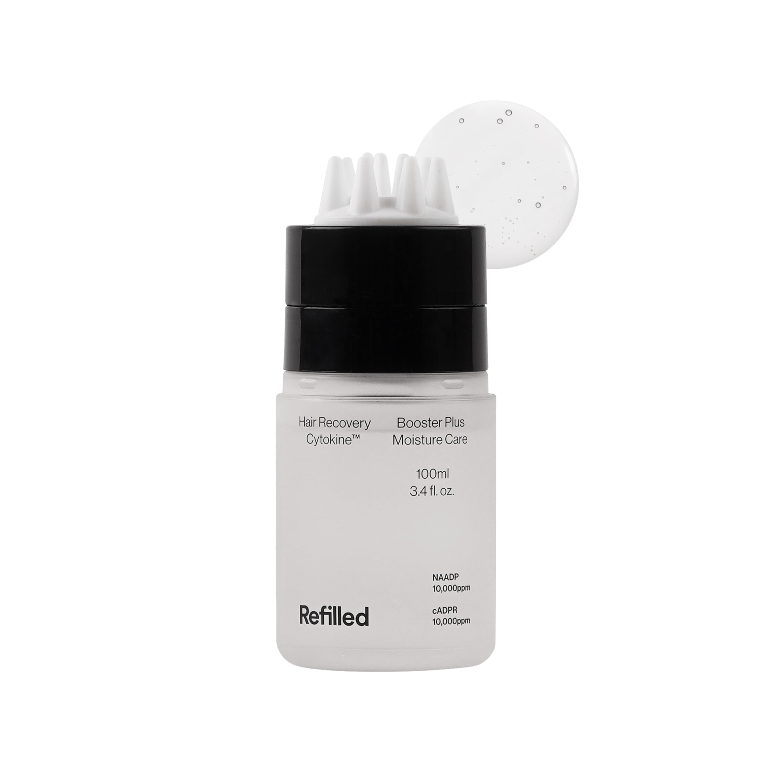 REFILLED Booster Plus Moisture | Hair Growth Serum & Thickening Scalp Treatment with Built-in Massager for Men & Women | Hair Loss & Thinning | Fuller & Baby Hair Regrowth | Fast-Absorbing with Biotin