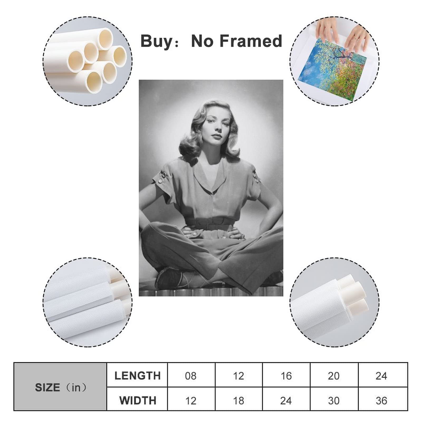 Amazon｜スターポスターローレンバコール1キャンバスアートポスターと