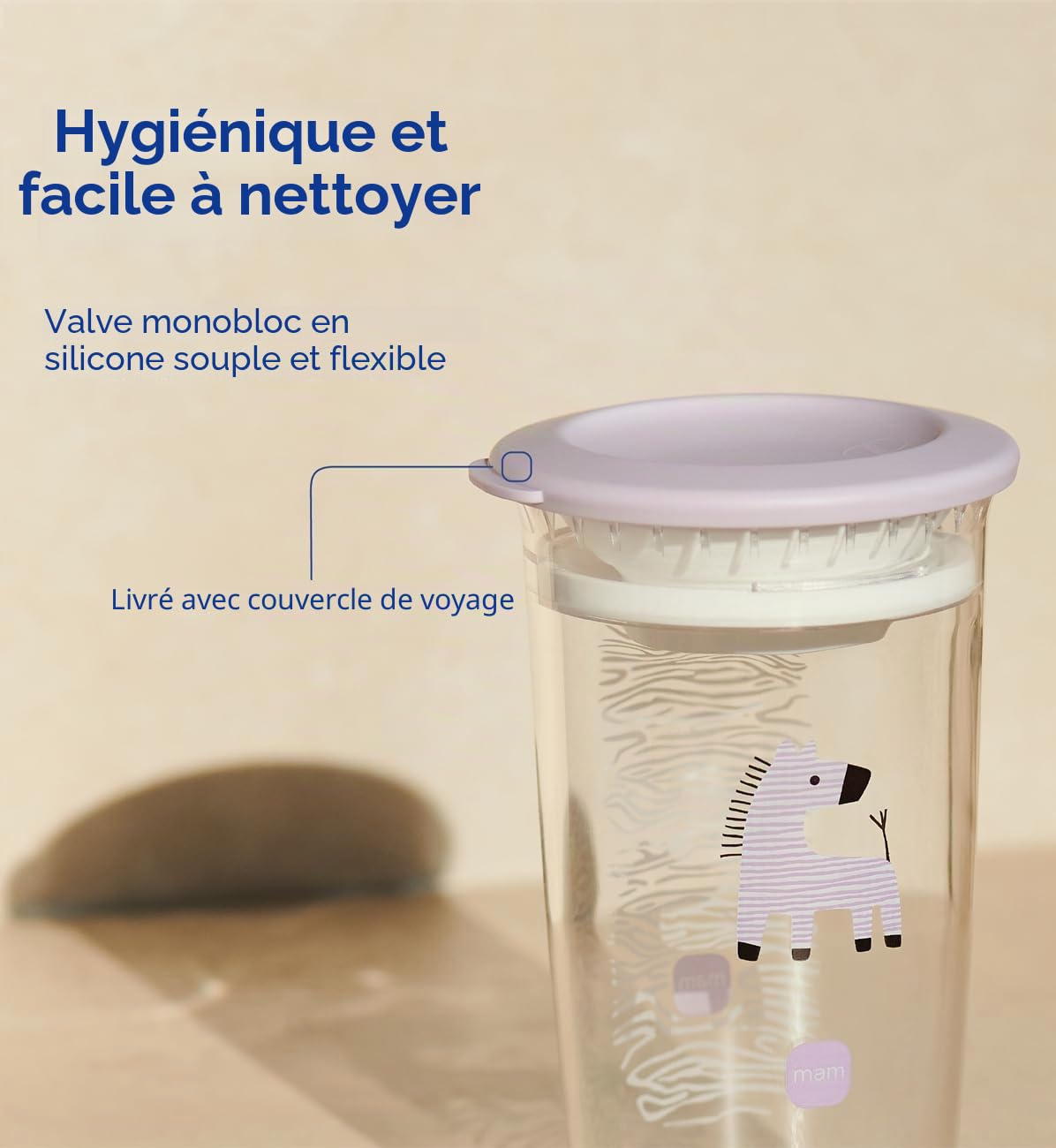 MAM Tasse facile à boire pour enfant | 190 ml | Bord à 360° pour siroter à n'importe quel angle | Transparent comme du verre | Facile à tenir | Valve en silicone souple monobloc | Accessoires pour