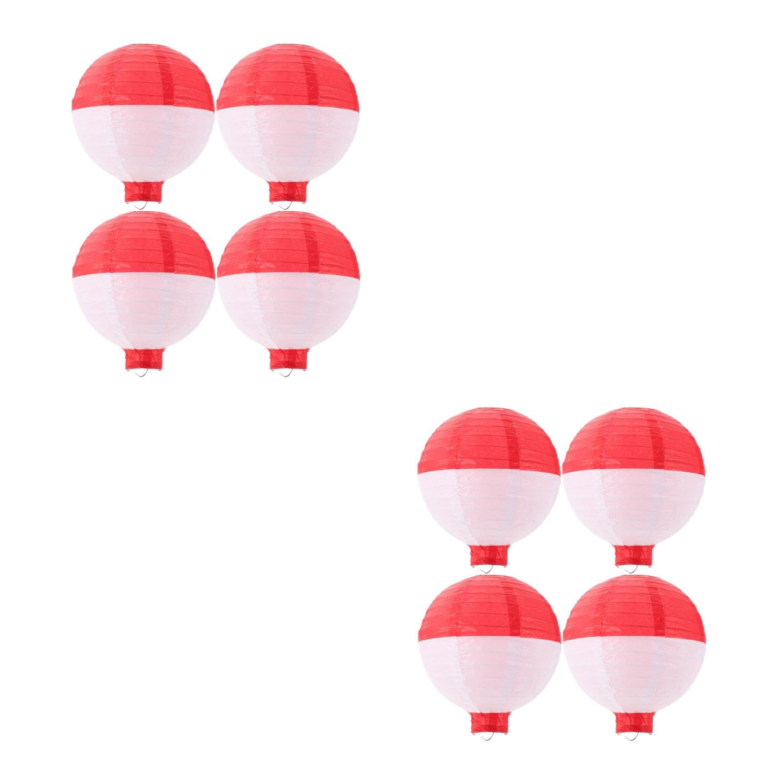 LOGOFUN 8PCS Ocean Themed Fishing Buoy Lanterns Paper Hanging Lamp Decor for Children Birthday Sea Party Decorations Favors - 8in White Red