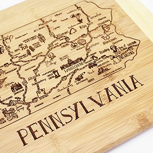 Image of Totally Bamboo A Slice of Life Pennsylvania Engraved Map Cutting Board