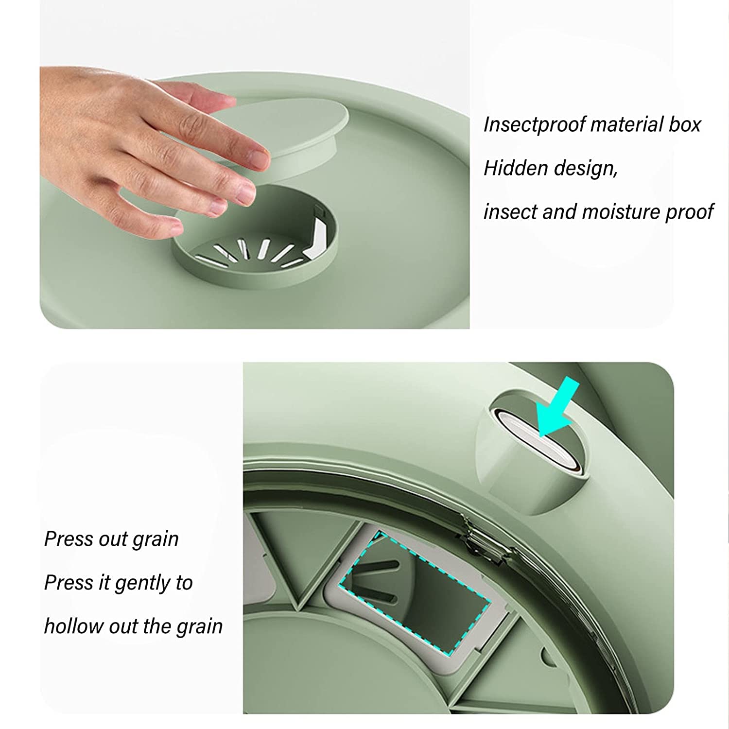 VBM Rice Grain Cereal Dispenser & Storage Container Large 10kg with Rotating Egg Storage & Cup (egg holder rice dispenser) 2