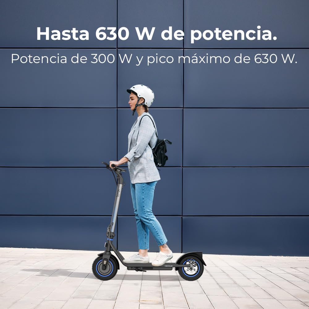Cecotec Patinete Eléctrico Homologado con App Bongo D20 XL Connected. Potencia Máxima de 630W, Autonomía de hasta 20km, Ruedas de 10”, Supera Pendientes, Freno Delantero y Trasero