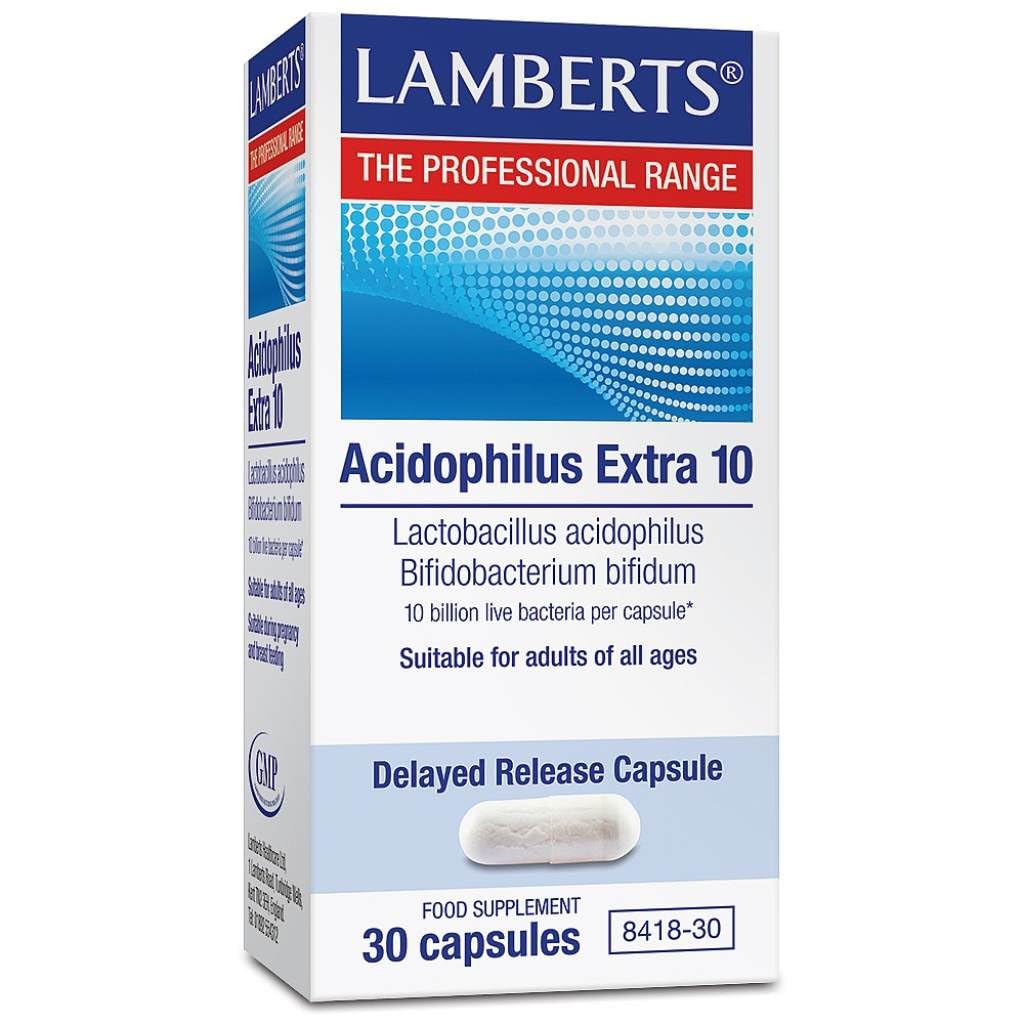 LambertsAcidophilus Extra 10 – High Strength Live Bacteria – 10 Billion CFU Per Capsule – 30 Vegan Capsules