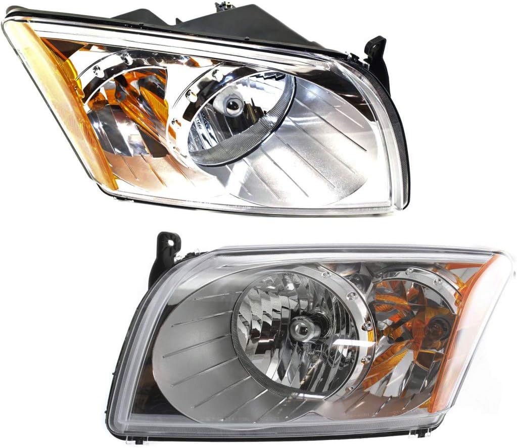 KarParts360 For 2007-2012 Dodge Caliber Headlight Assembly Pair Driver and Passenger Side w/Bulbs CH2518118 CH2519118