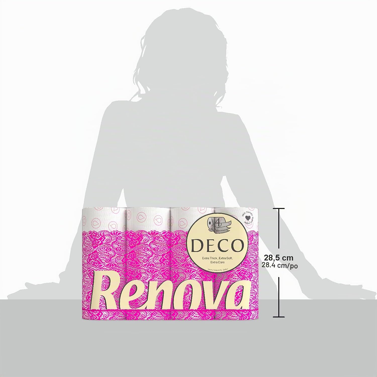 Renova 200043286 Deco Carta Igienica, 12 Rotoli, color Bianco, 16.1 m