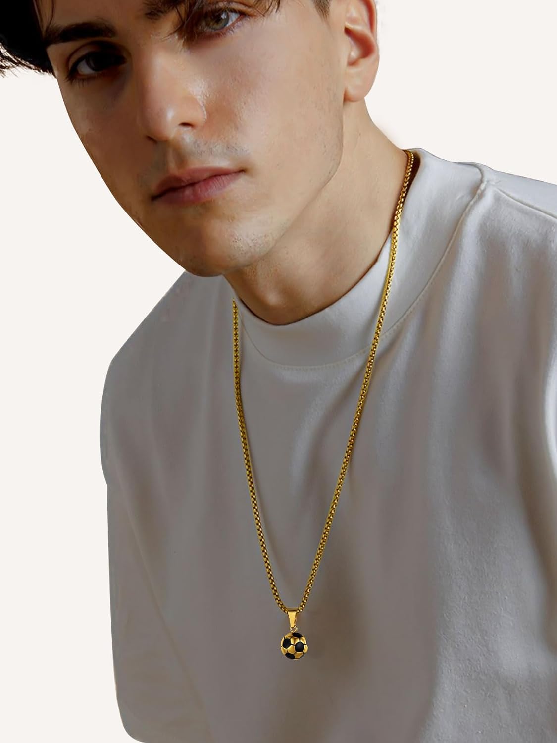 GOLDCHIC JEWELRY Sport Necklaces for Men Teen, Football Baseball Soccer Basketball Softball Necklaces with Stainless Steel Chain Athlete Jewelry Sports Fan Gift