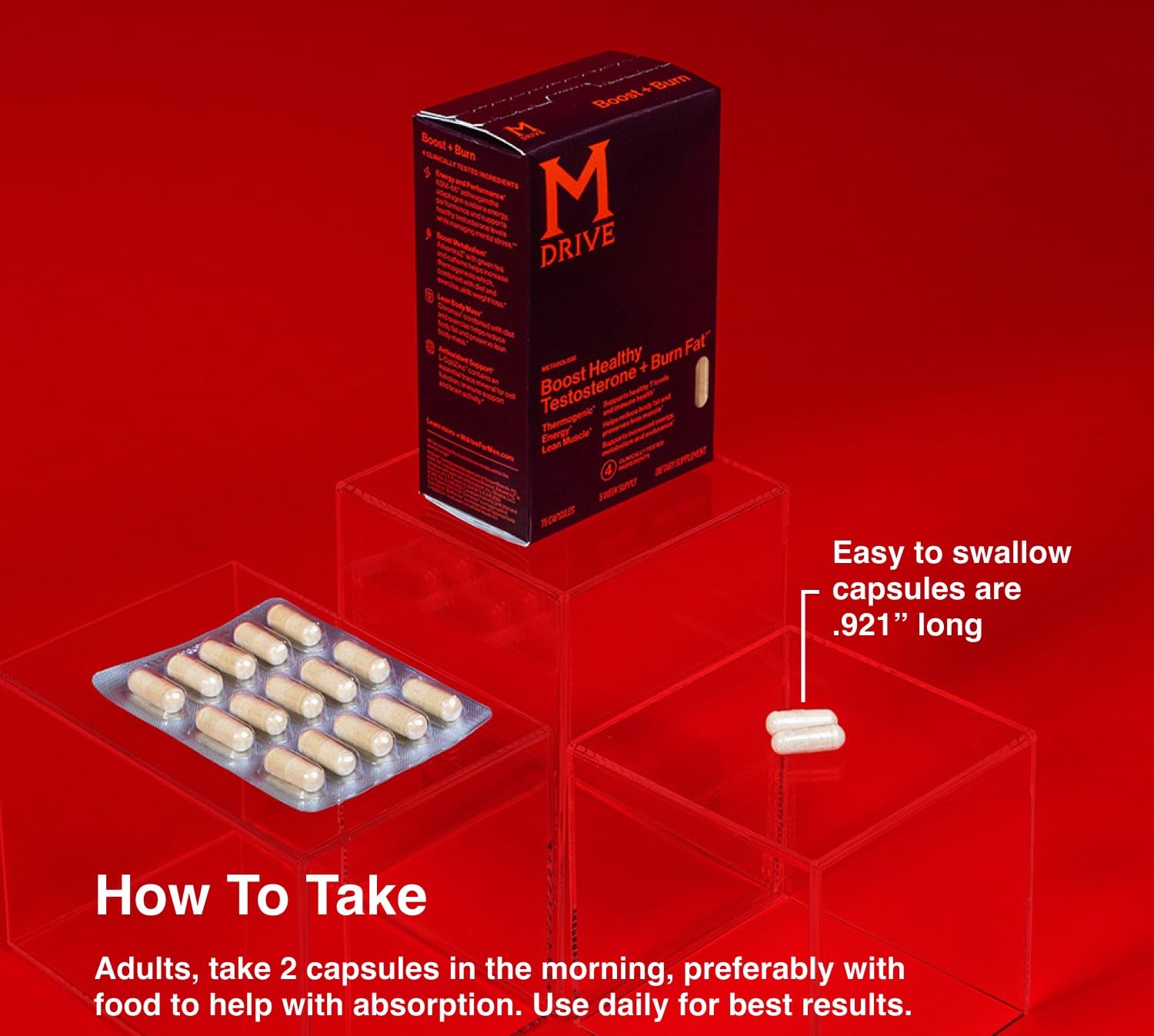 M Drive Boost and Burn Men's Testosterone Booster Fat Burner 30 Capsules — Amazon image 3