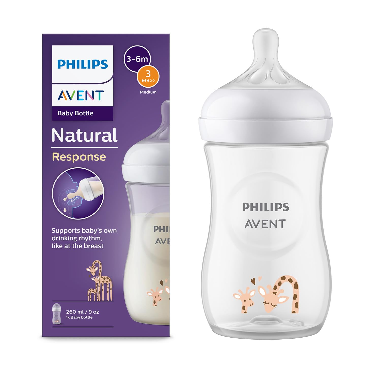 Philips Avent Natural Baby Feeding Bottle | No.1 Brand Recommended by Moms Worldwide | Ideal for 1 months+| Natural Response Technology Mimics Breastfeeding | Uniquely Designed Nipple releases milk only when baby drinks | Pack of 1 | SCY903/66-picture-25