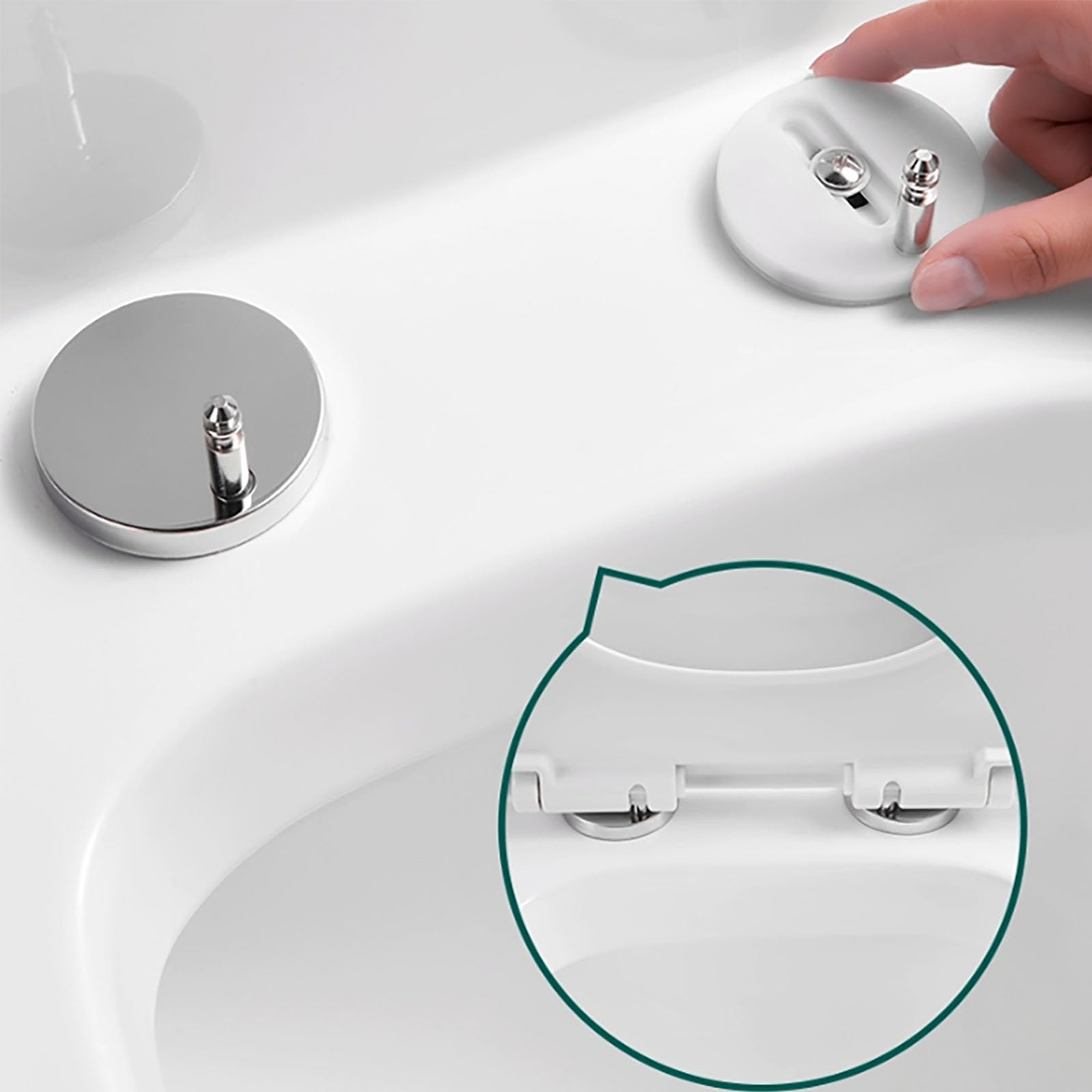 2 Stück Quick Release WC-Sitz-Scharniere – Universell, Obermontage, Für Blinde Löcher, Aus Gummi & Metall
