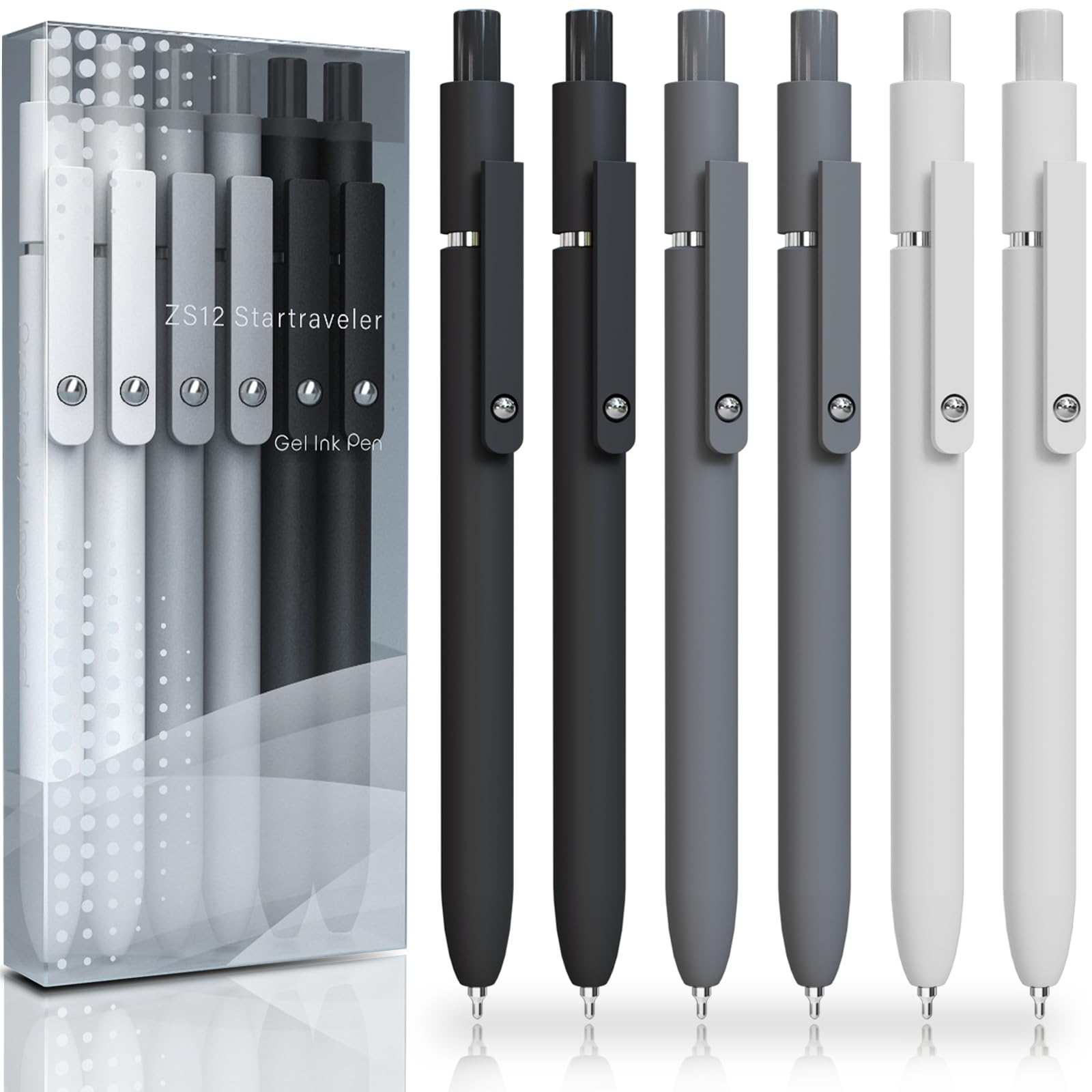 ACEES Gel Ink Pens 0.5mm Fine Point Smooth Wiring Dry Pencils Cute Aesthetic Pens Office School Supplies for Men Women Students 6 Pack