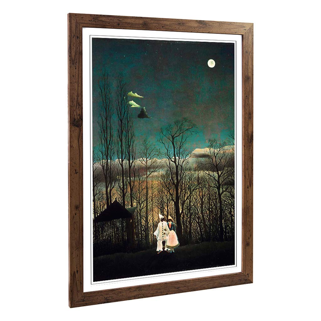 Big Box Art Framed Print of Henri Rousseau Carnival Evening Design | Wall Art Picture | Home Decor for Kitchen, Living Room, Bedroom, Hallway, Walnut, A2 / 24.5x18 Inch / 62x45cm