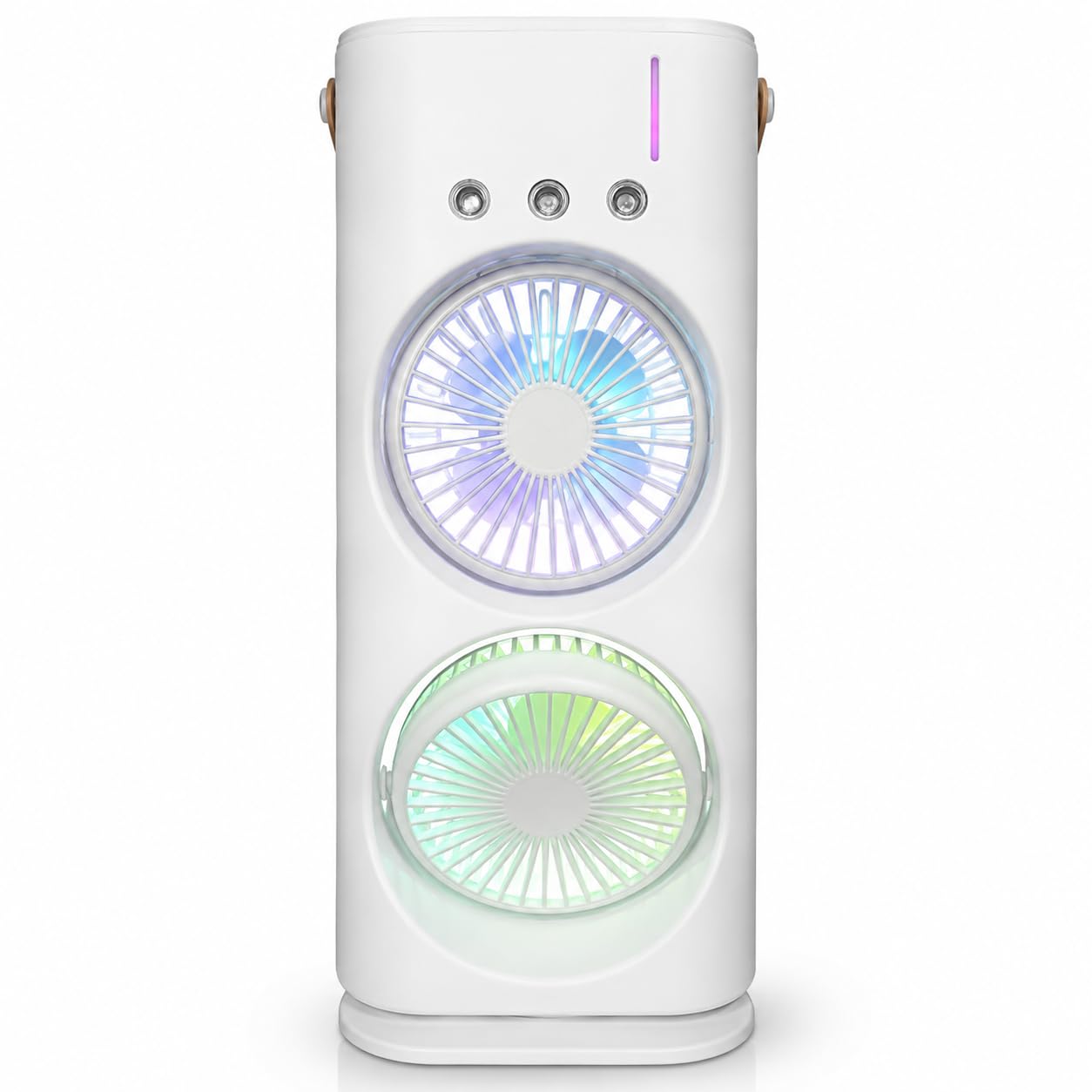 Przenośny chłodnica z podwójnym wentylatorem, mgiełką wodną i oświetleniem RGB, mini klimatyzator USB na stół, cichy wentylator ze zbiornikiem wody, do biura, sypialni i domu