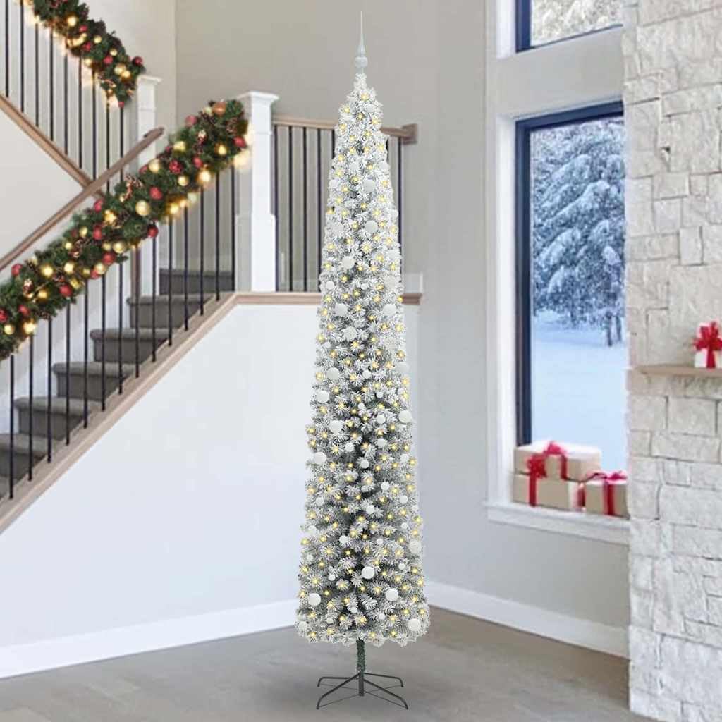 Sapin Artificiel Noël 300 cm Vert en PVC Acier Plastique avec Guirlande LED Blanc Chaud USB Stable intérieur extérieur déco Festive Salon Bureau Famille