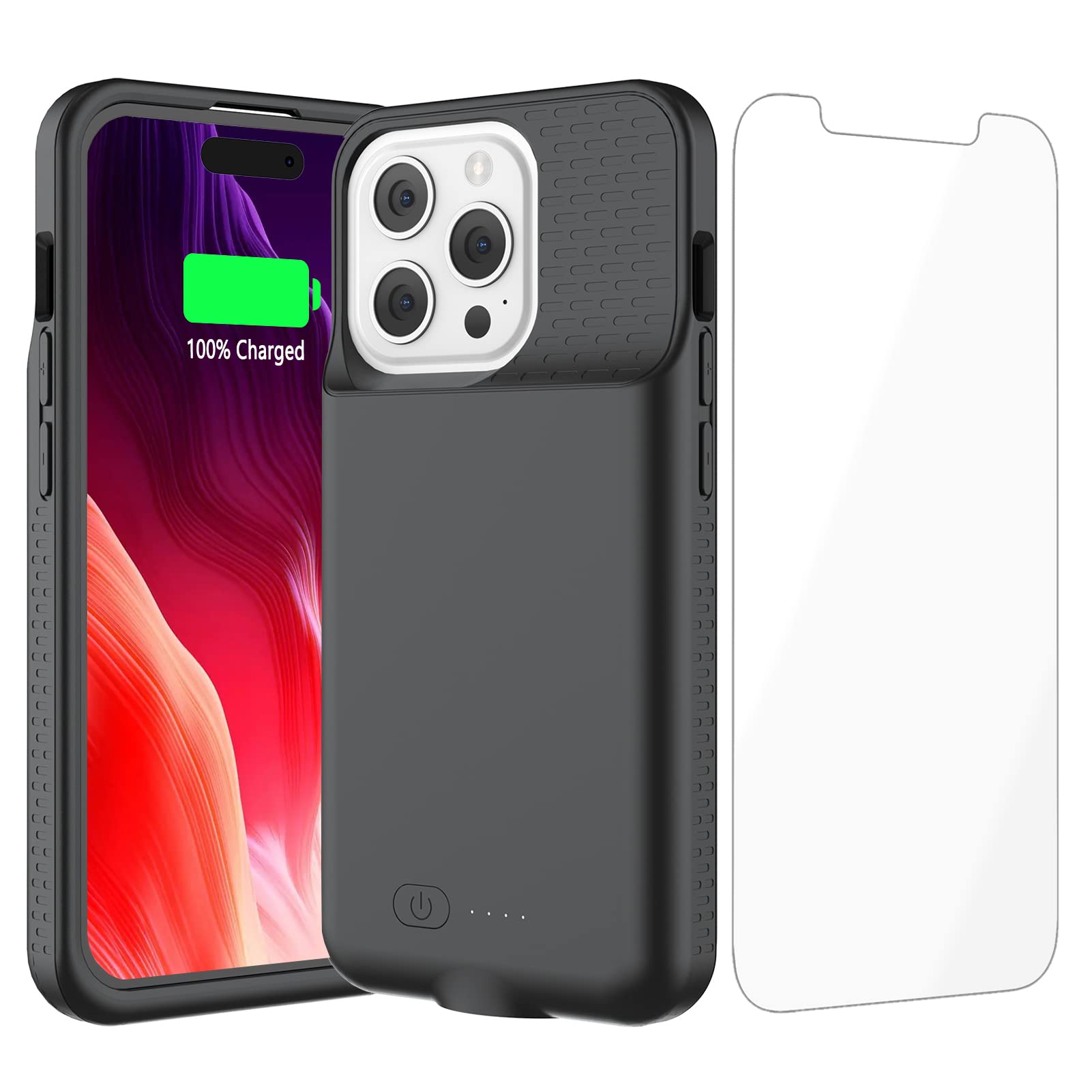 GIN FOXIBattery Case for iPhone 14/14 Pro/13/13 Pro, 15W Fast Charging Case Charger 7000mAh Powerful Extra Juice Box Rechargeable Battery Pack for iPhone 14&14Pro&13&13Pro Charging Case, 6.1" Black