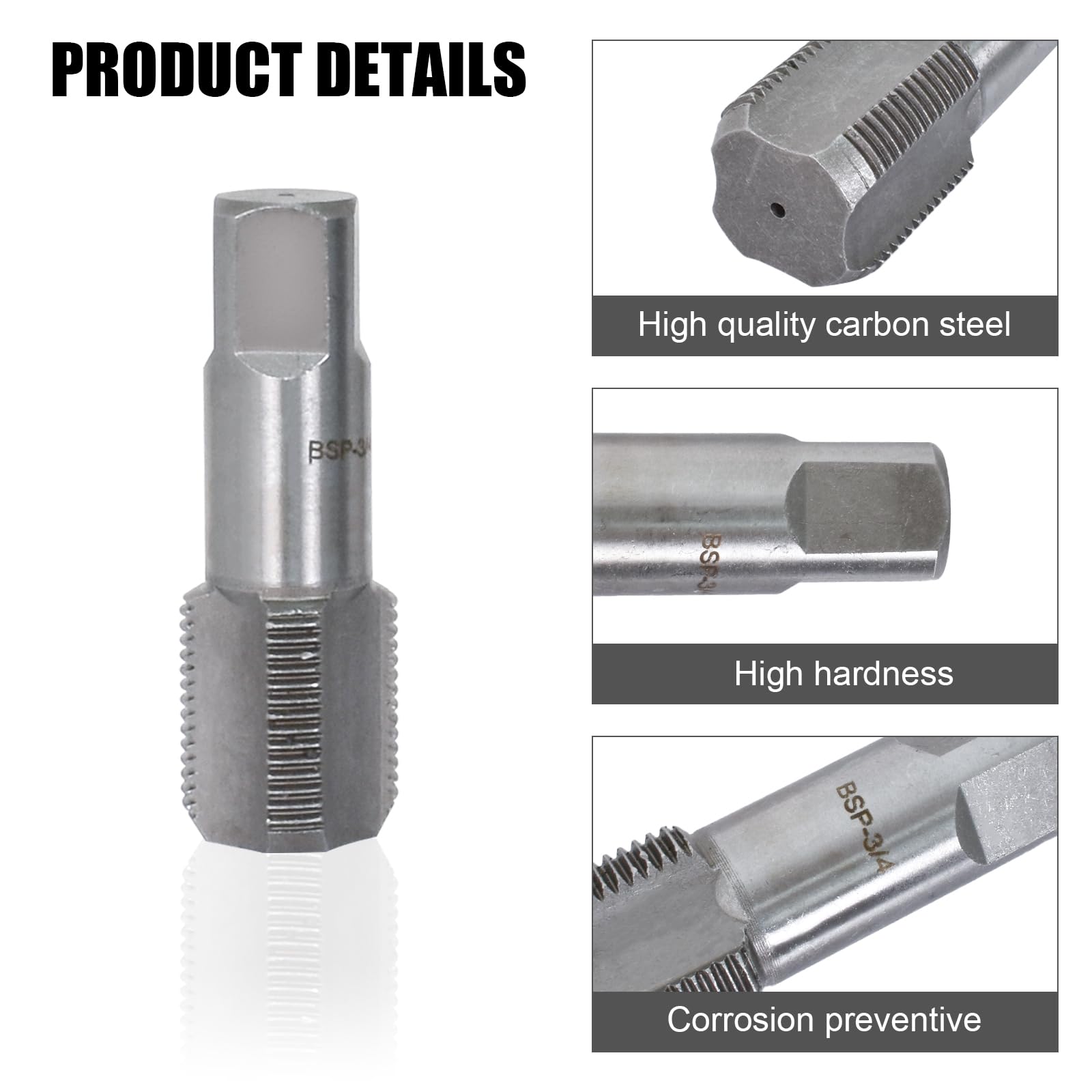 Naapesi Maschi a Scanalature Diritte per Filettare, 3/4" Maschi a Tubo NPT, 55 gradi Rubinetto Filettato per Filettare, Filettatura per Pulire o Rifilare Filettature di Tubi Danneggiate o Inceppate