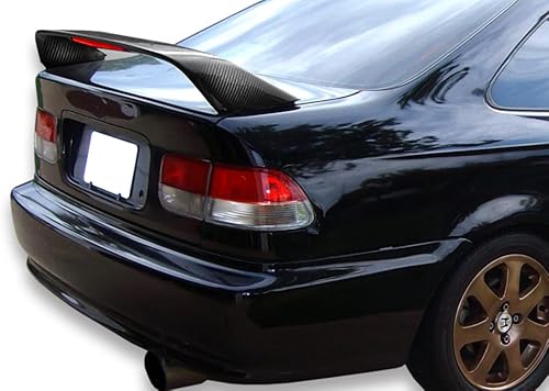 Miniatura 4 de W-POWER, Alerón de la tapa trasera del maletero compatible con Honda Civic DX LX Si EX HX EX-R Coupe 1996-2000, alerón trasero de fibra de carbono
