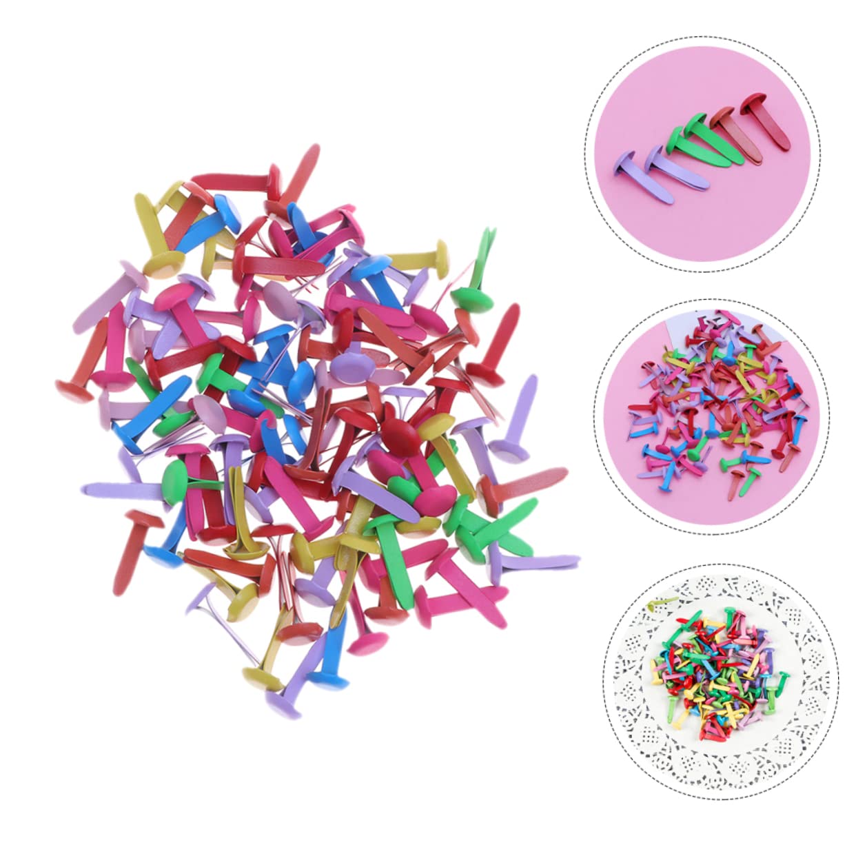 Beatifufu 300pcs Mini Brads Fasteners Round Split Pins for Scrapbooking Decorative Scapbook Craft Alloy Small Brads Sturdy Design