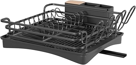 BRIAN & DANY Aluminium Dish Drainer with Removable Tray, 42 x 30 x 13.5 cm, Black