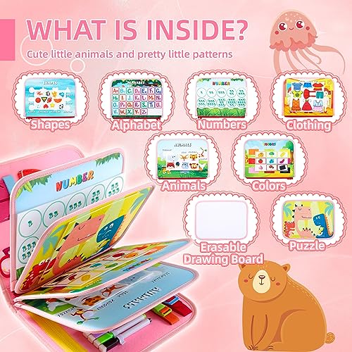 Image of 10-in-1 Montessori Busy Board, Sensory Activity Board with Carry Sling, Detachable Pages for Fine Motor Skills & Travel