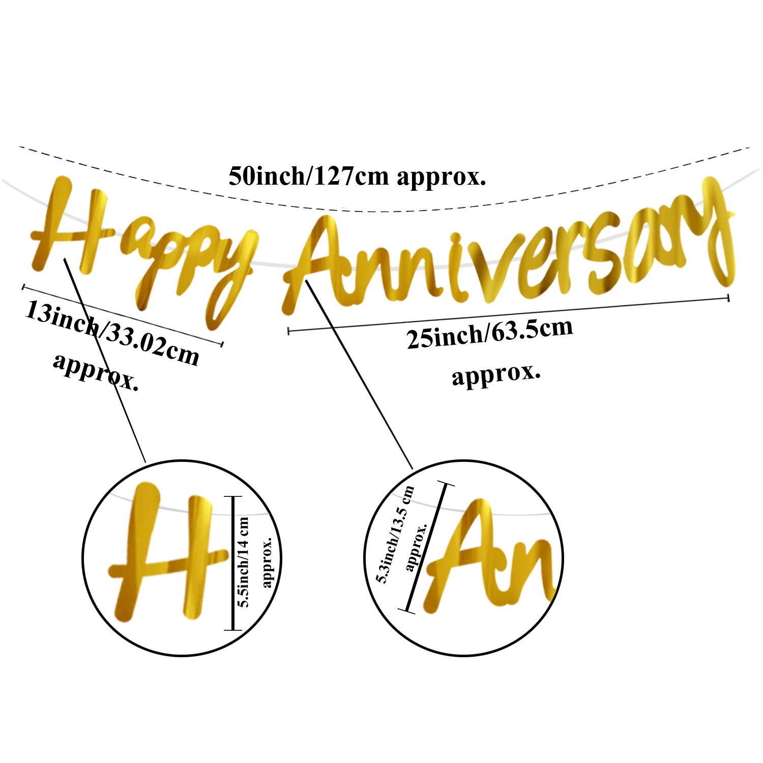 AMFIN® Happy Anniversary Golden Bunting Paper Banner Set for Home Decoration Items