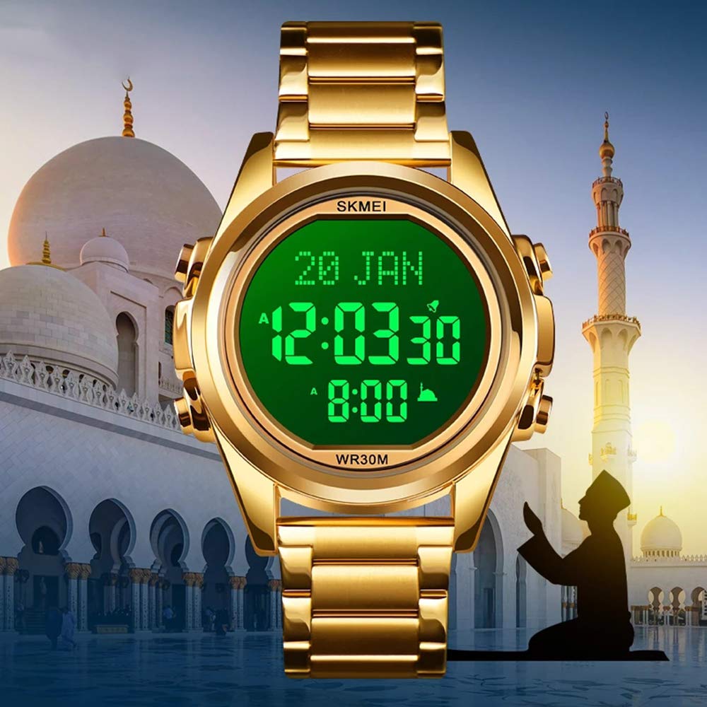 MASTOP Orologio da uomo, alla moda, digitale, sportivo, multifunzione, in acciaio inox, impermeabile, stile militare