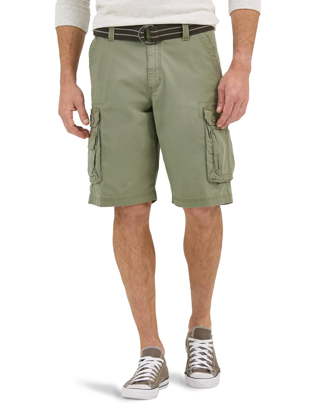 Lee Men's Dungarees New Belted Wyoming Cargo Short, Mercantile Green Ripstop, 38