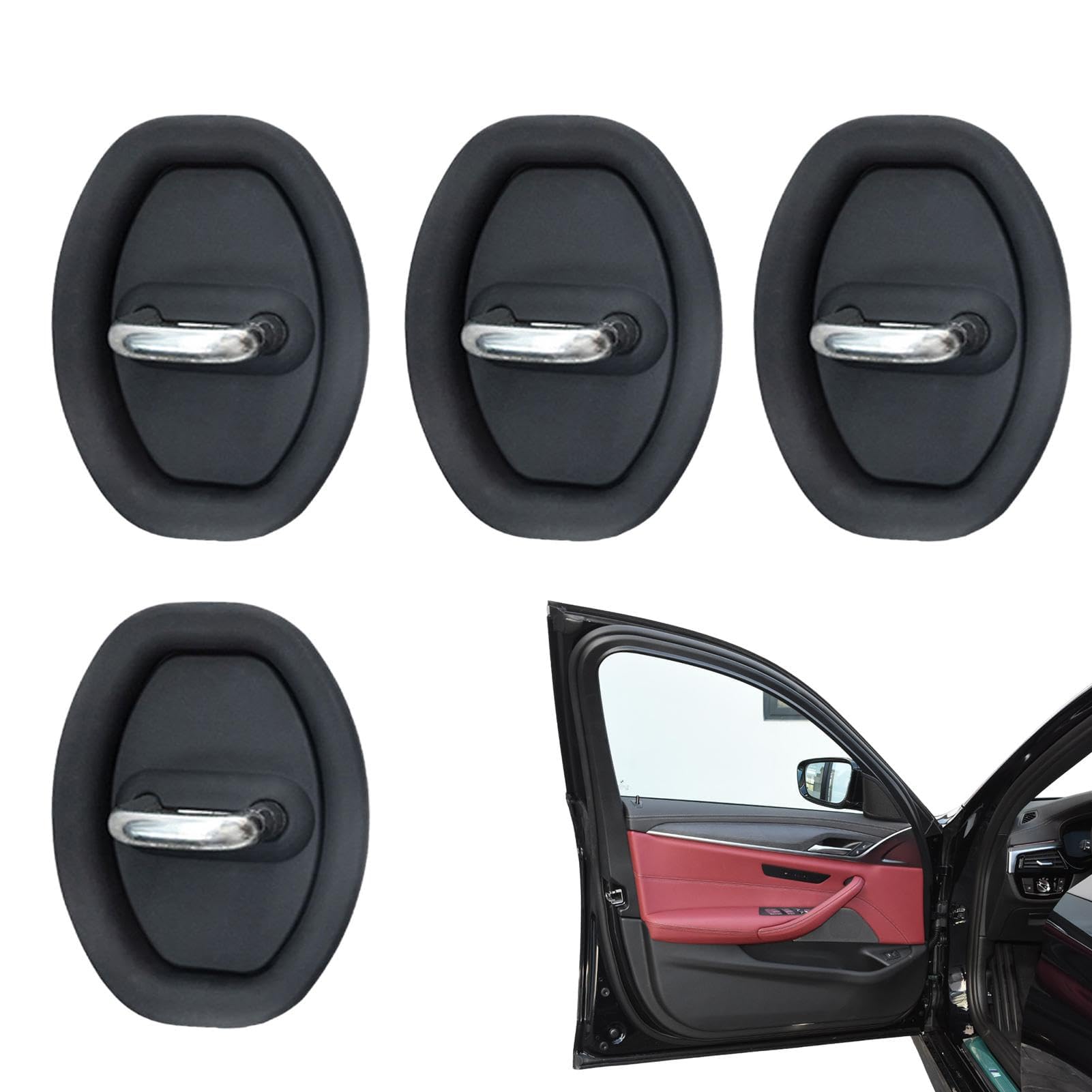 Mnhcac Black 8Pcs Car Door Lock Protectors, For Mg Hs Ii 2024 2025 Silicone Latches Guard Covers, Silent Shock Absorption For Noise Reduction,