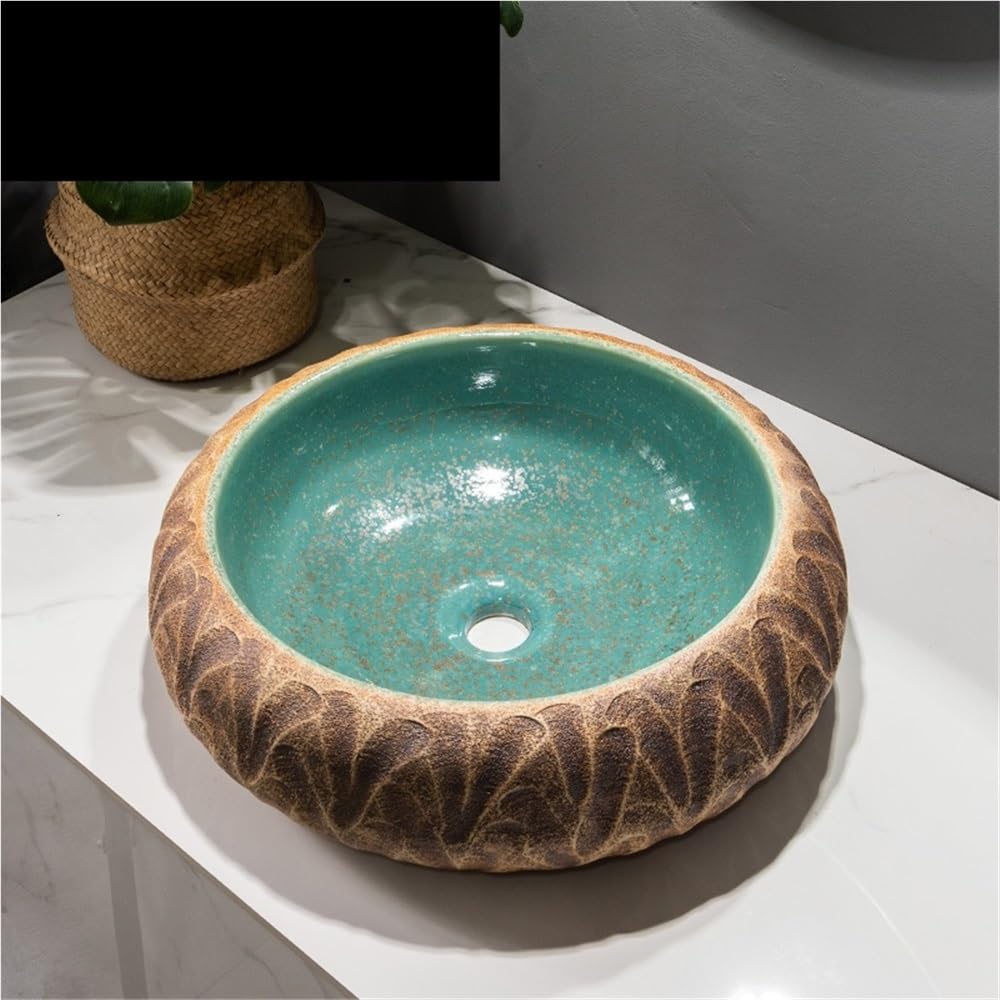 Zlewozmywak naczyniowy Umywalka ceramiczna artystyczna, nowoczesna, prosta łazienka, balkon, okrągła umywalka nablatowa