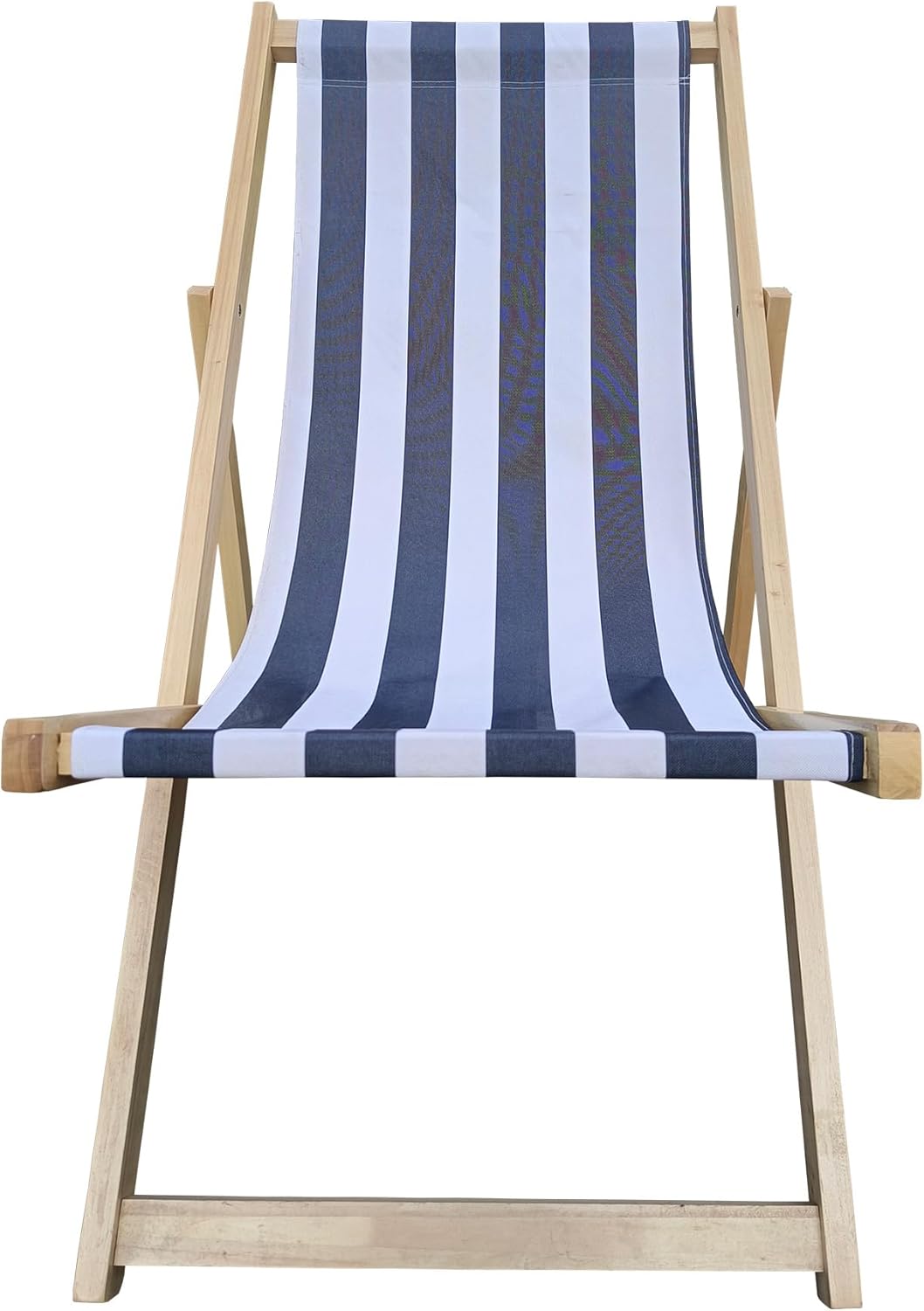 Populus Wood Sling Chair Blue Stripe Broad Dark Blue Strip