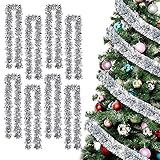 arbol navidad plata y blanco 🎄【Guirnalda Navidad embellece tu casa】: Los colores brillantes la guirnalda de Navidad y los efectos brillantes hacen que tu casa sea un poco más brillante, puedes envolverla en las ventanas, puertas o colgarla en techos, paredes, árboles y cualquier lugar que quieras decorar. La guirnalda navideña puede envolver las barandillas de las escaleras bajando los peldaños para darles más glamour, o simplemente envolver el árbol de Navidad para darle a tu casa un auténtico aire navideño.