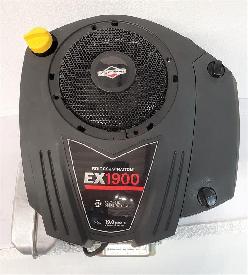 Top-down view of the Briggs & Stratton 19 HP 540cc Vertical Engine, showing the air filter housing and 'EX1900' branding.