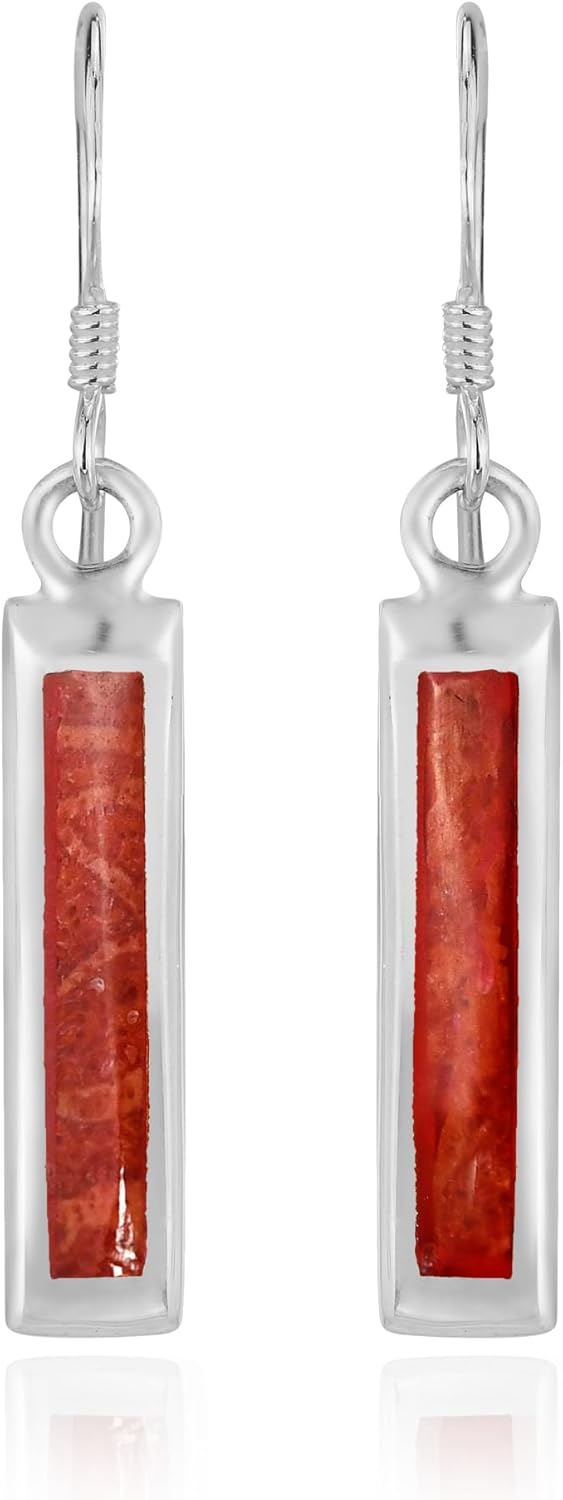AeraVida Simplicity Dangle Bar Earrings | 925 Sterling Silver | Elegant Polished Inlays | Lightweight Drop Earrings | Modern Silver Jewelry for Every Occasion