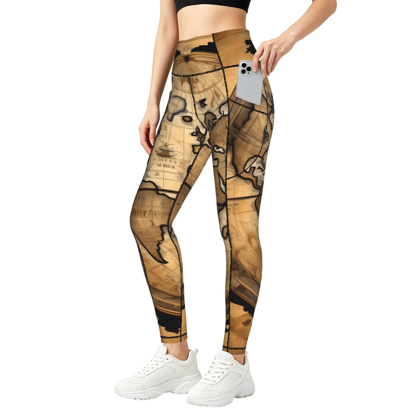 Leggings de gimnasio con mapa antiguo mallas de running para mujer 8